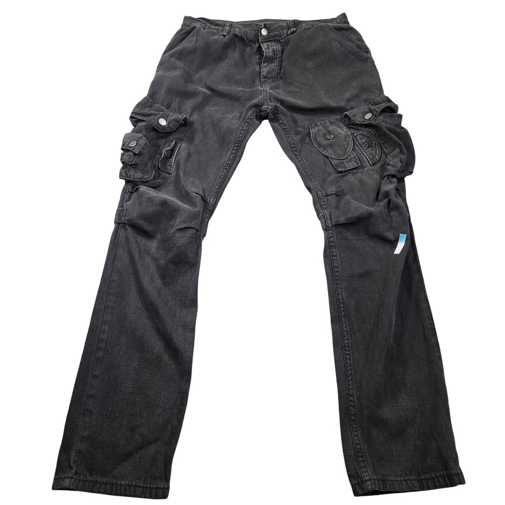 MNML Cargo Jeans Mens 36x34 Black Dark Wash Straight Denim Multi Pocket Pants